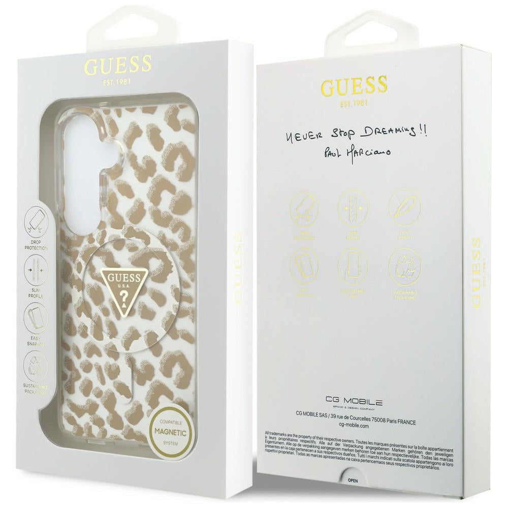 MagSafe Case for Samsung Galaxy S26 S942, Guess, IML Leopard Pattern, Brown