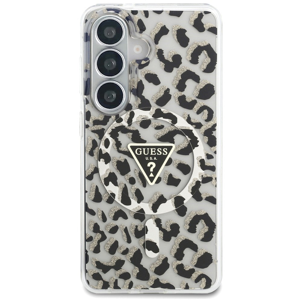 MagSafe tok Samsung Galaxy S26 S942-hez, Guess, IML Leopard minta, Fekete