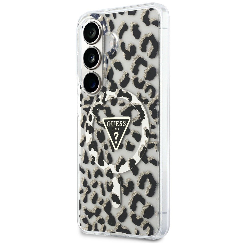 MagSafe tok Samsung Galaxy S26 S942-hez, Guess, IML Leopard minta, Fekete