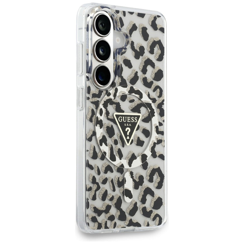 MagSafe tok Samsung Galaxy S26 S942-hez, Guess, IML Leopard minta, Fekete