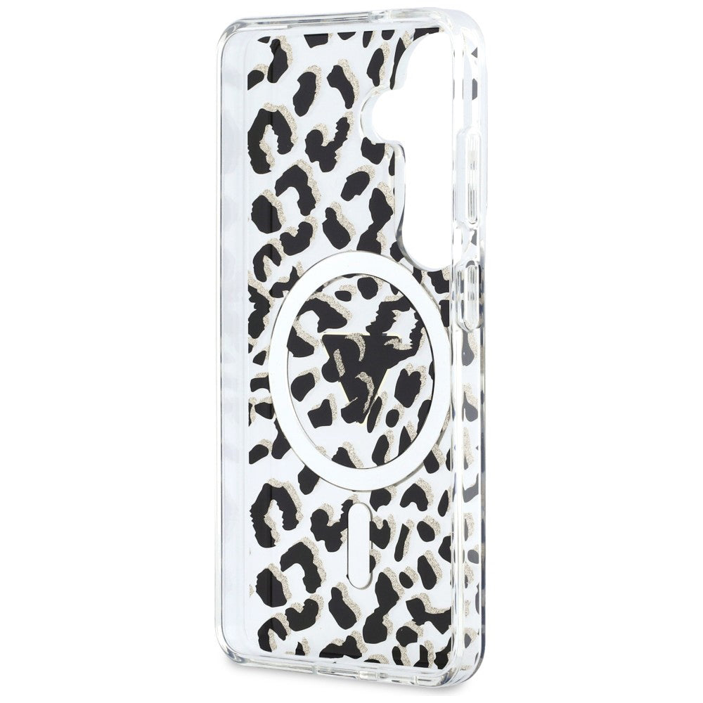 MagSafe tok Samsung Galaxy S26 S942-hez, Guess, IML Leopard minta, Fekete