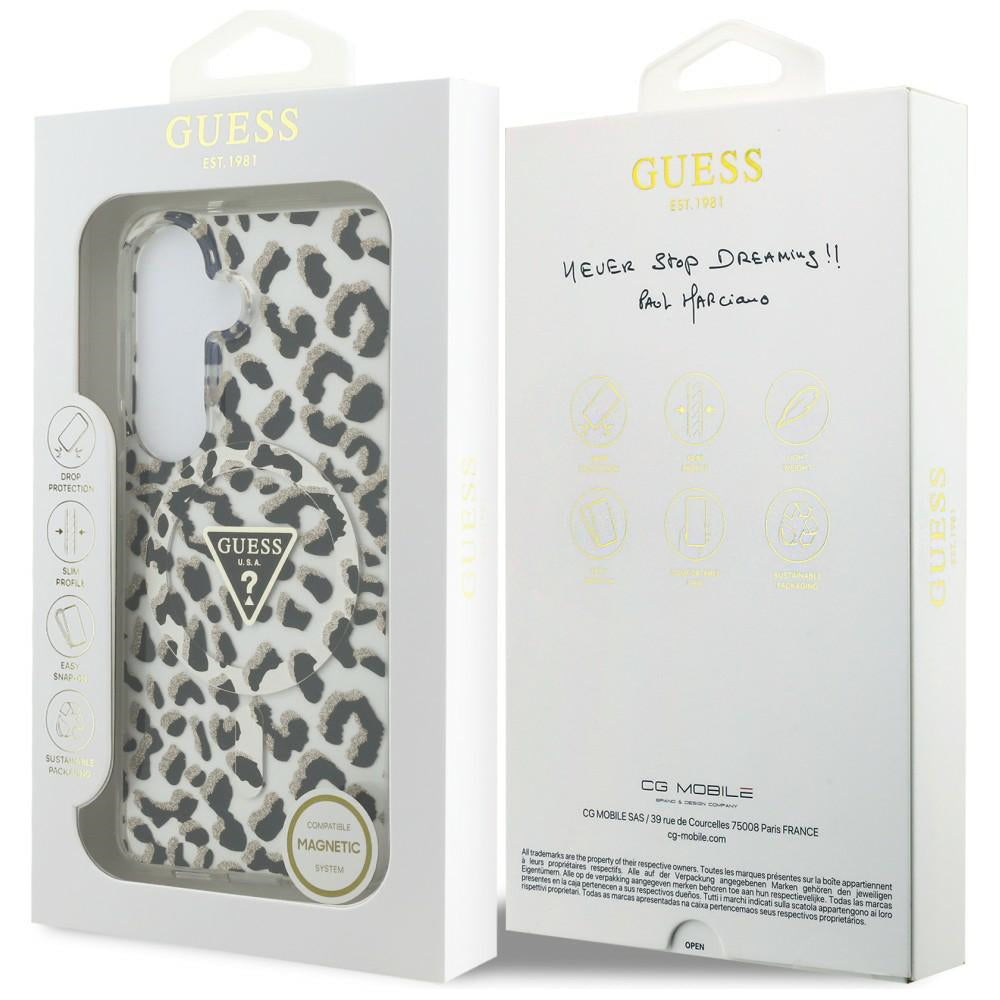 MagSafe tok Samsung Galaxy S26 S942-hez, Guess, IML Leopard minta, Fekete