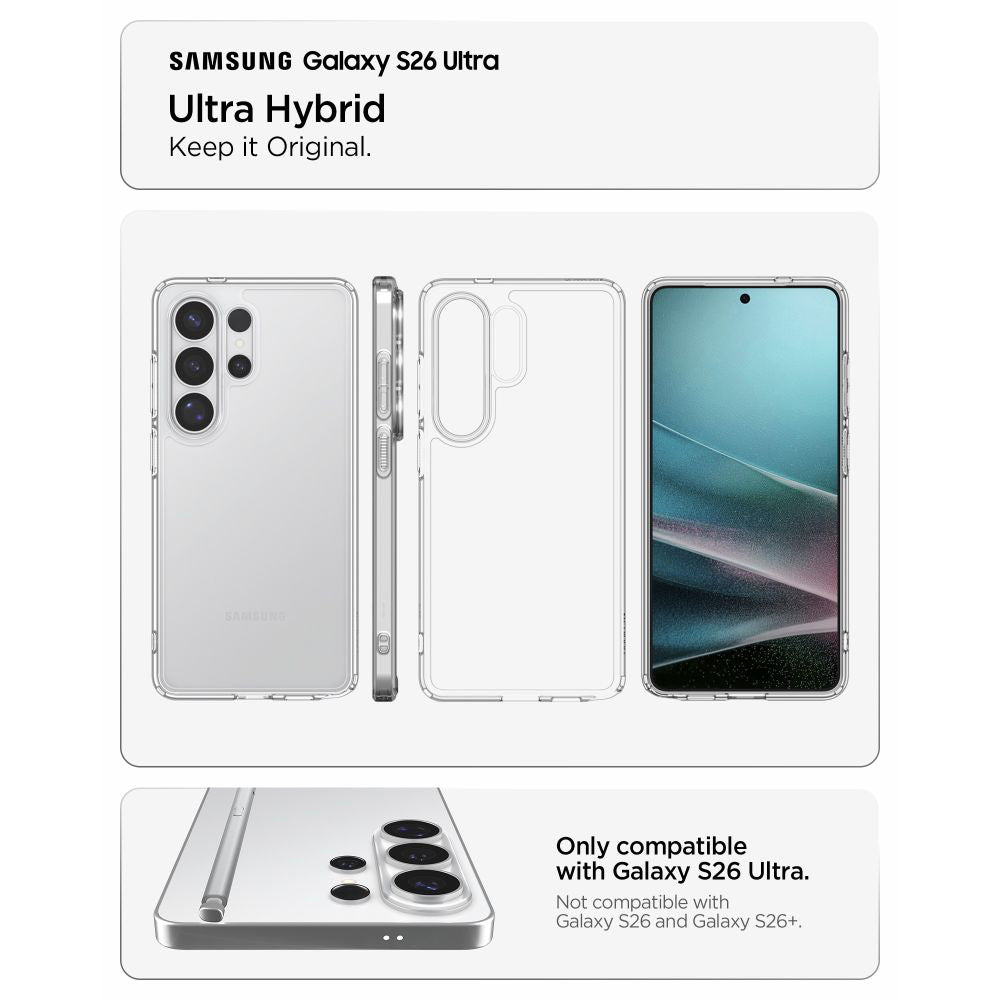 Tok Samsung Galaxy S26 Ultra S948-hoz, Spigen, Ultra Hybrid, Átlátszó ACS10677