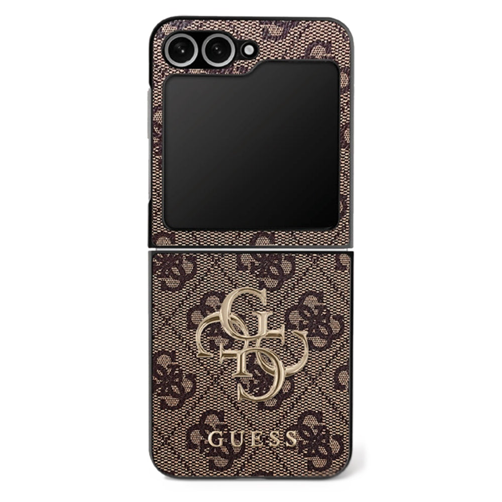 Tok Samsung Galaxy Z Flip7 F766-hoz, Guess, 4G Metal Logo, Barna
