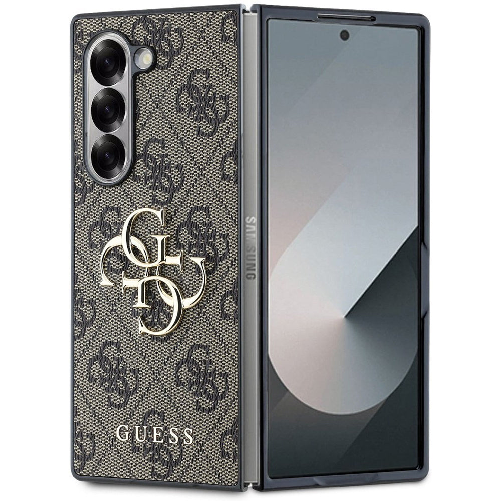 Tok Samsung Galaxy Z Fold6 F956-hoz, Guess, 4G Metal Logo, Barna