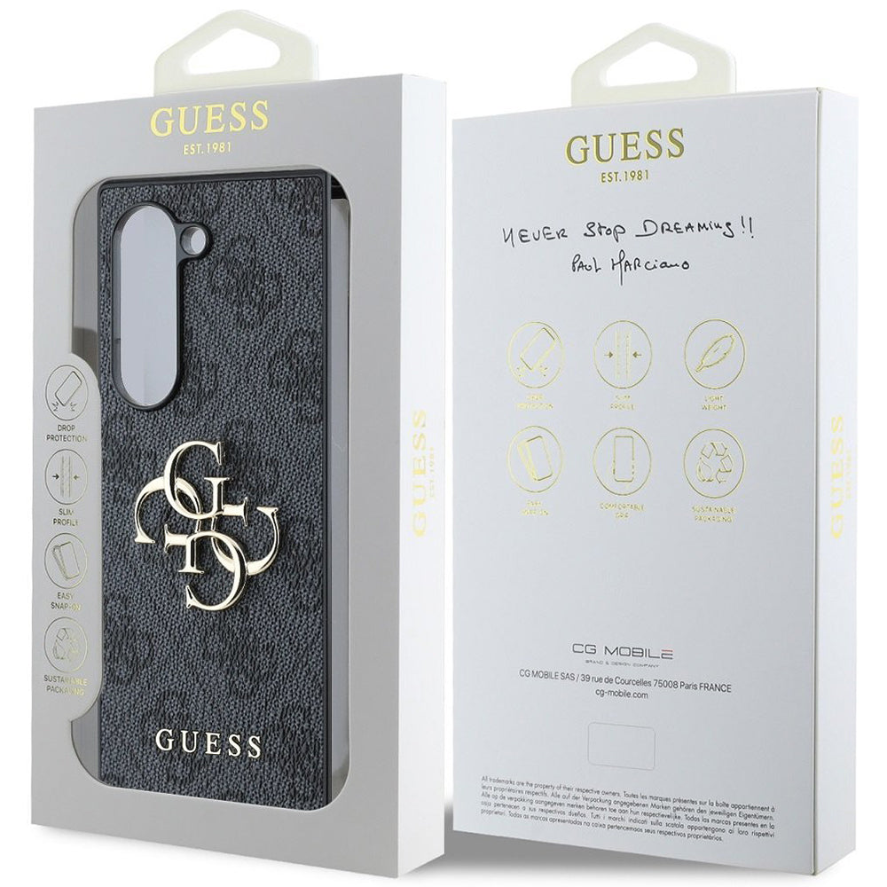 Tok Samsung Galaxy Z Fold6 F956-hez, Guess, 4G Metal Logo, Fekete