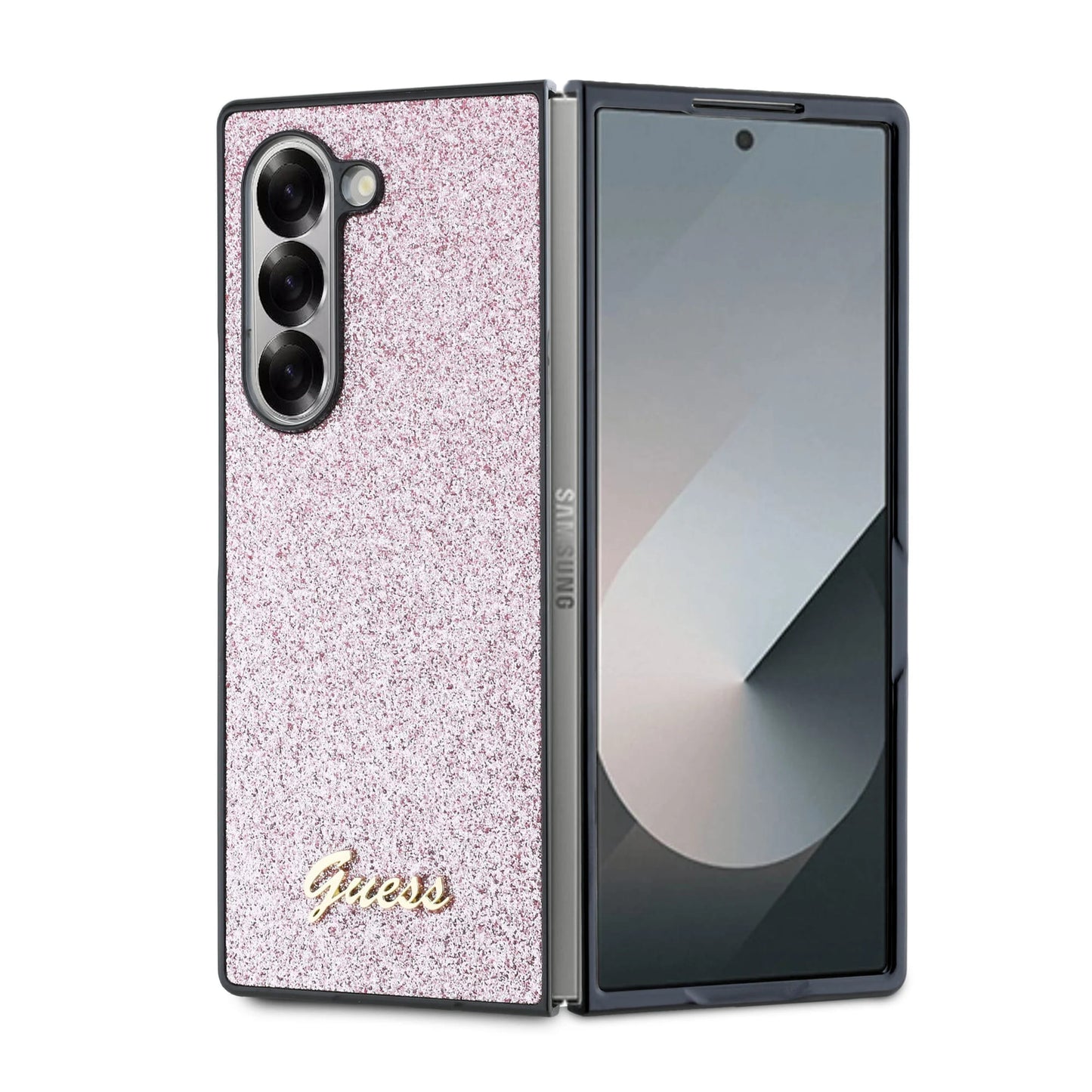 Tok Samsung Galaxy Z Fold6 F956-hez, Guess, Glitter Script, Rózsaszín