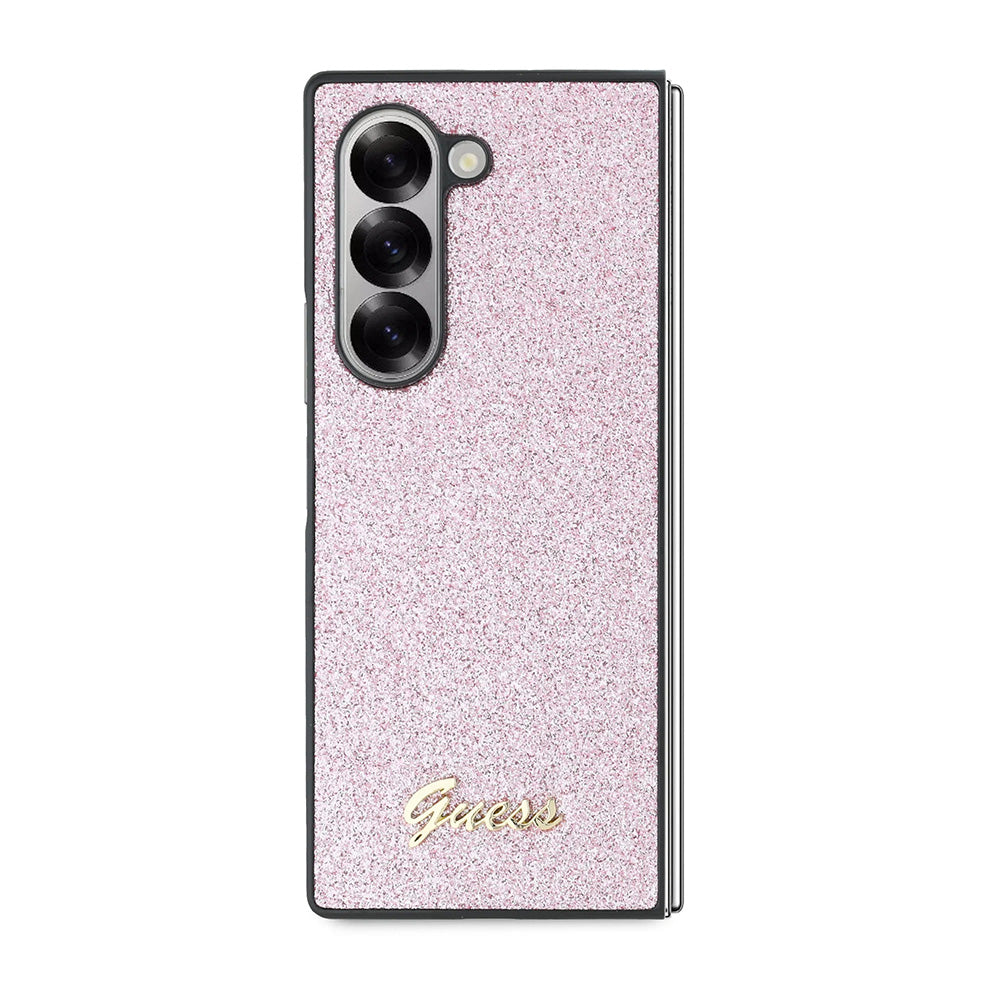 Tok Samsung Galaxy Z Fold6 F956-hez, Guess, Glitter Script, Rózsaszín