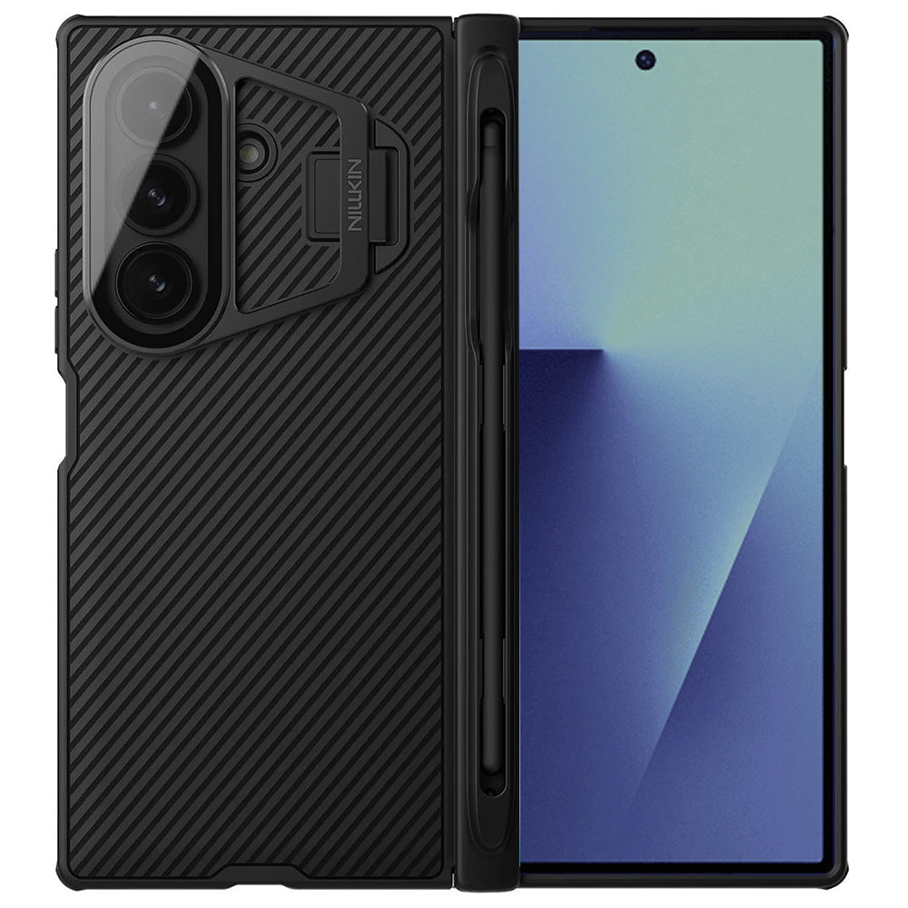 Samsung Galaxy Z Fold7 F966 tok, Nillkin, CamShield Prop átlátszó lencsevédővel és S-Pen tartóval, fekete
