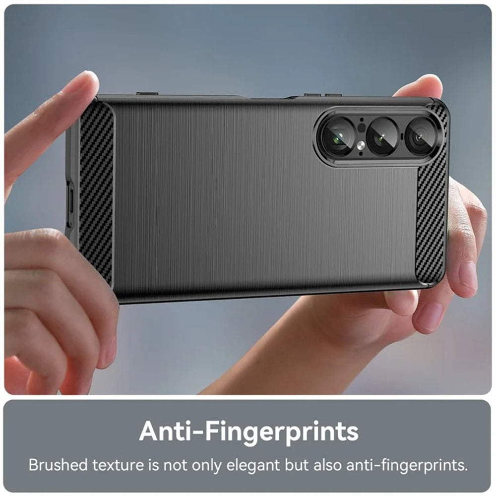 Tok Sony Xperia 1 VII-hez, Techsuit, karbon, fekete