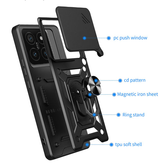 Tok Xiaomi 14T Pro-hoz, Techsuit, CamShield, Fekete