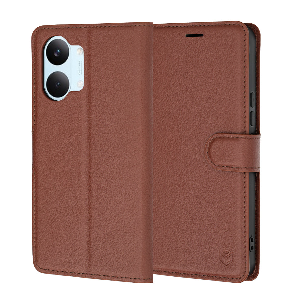Tok Xiaomi Poco X8 Pro Max-hoz, Techsuit, bőr folio, barna