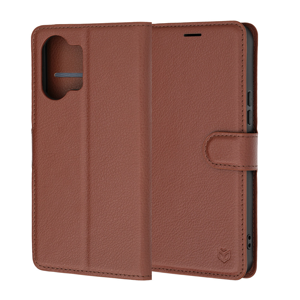Tok Xiaomi Poco X8 Pro Max-hoz, Techsuit, bőr folio, barna