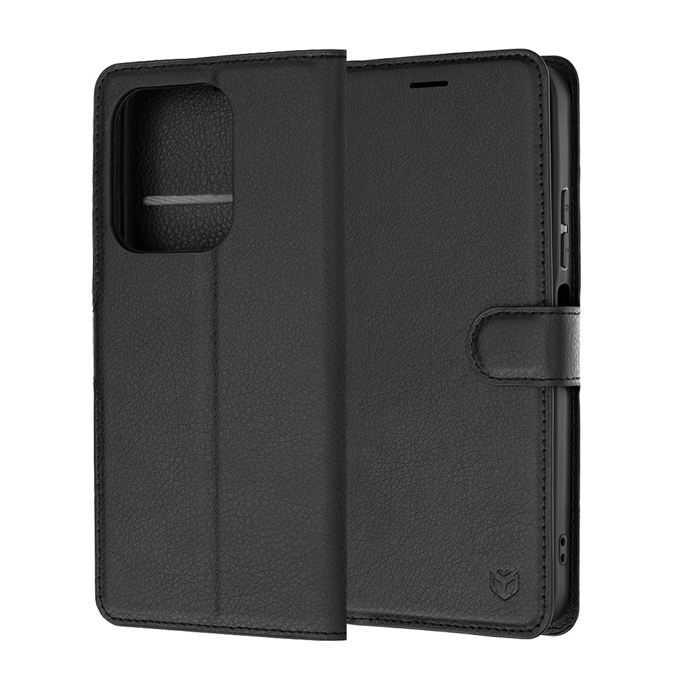 Tok Xiaomi Redmi 17C 5G-hez, Techsuit, bőr folio, fekete