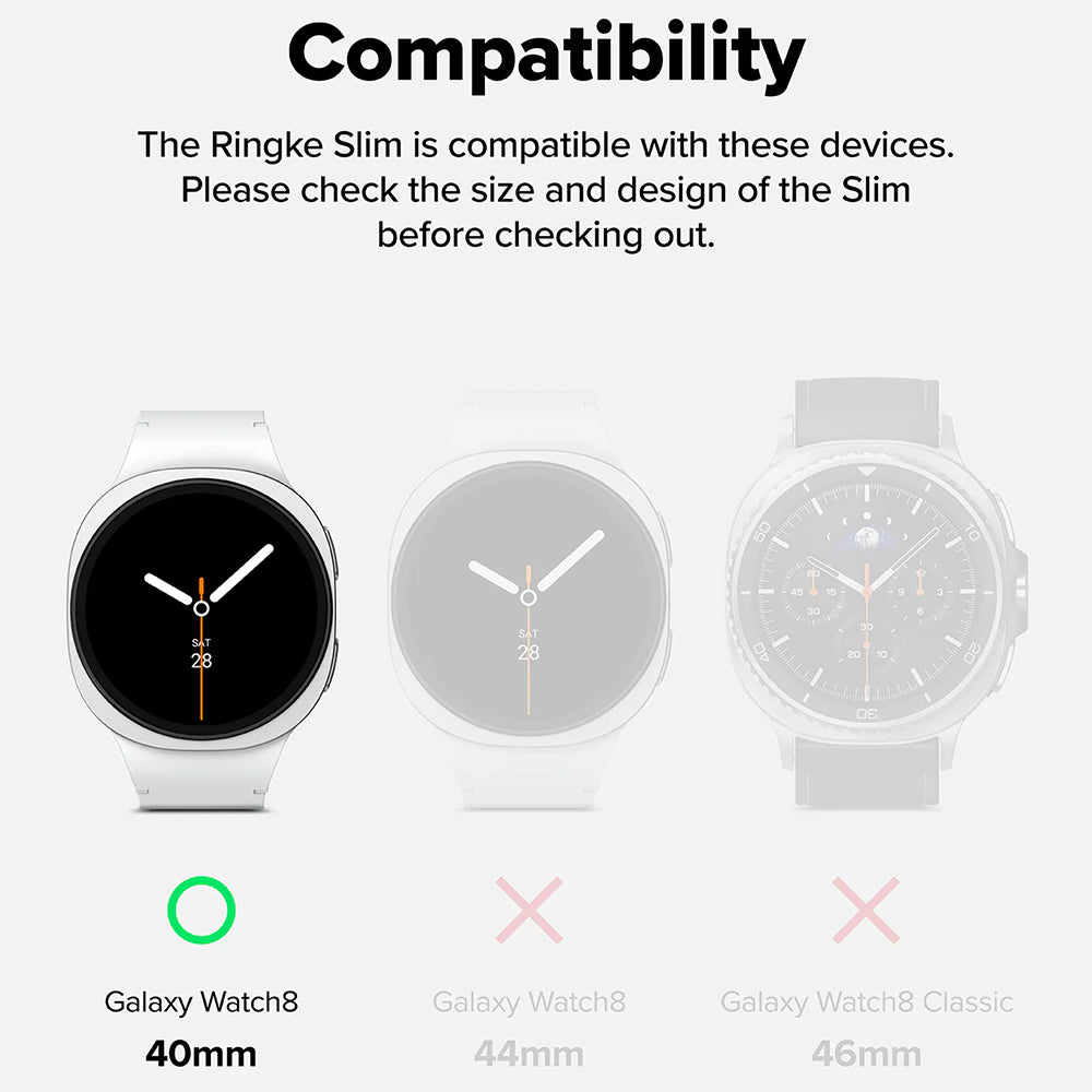 Ringke Slim tok Samsung Galaxy Watch8 40mm-hez, 2 darabos készlet, matt fekete