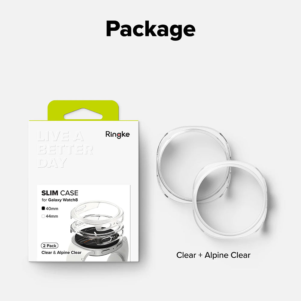 Ringke Slim tok Samsung Galaxy Watch8 40mm-hez, 2 darabos készlet, Átlátszó