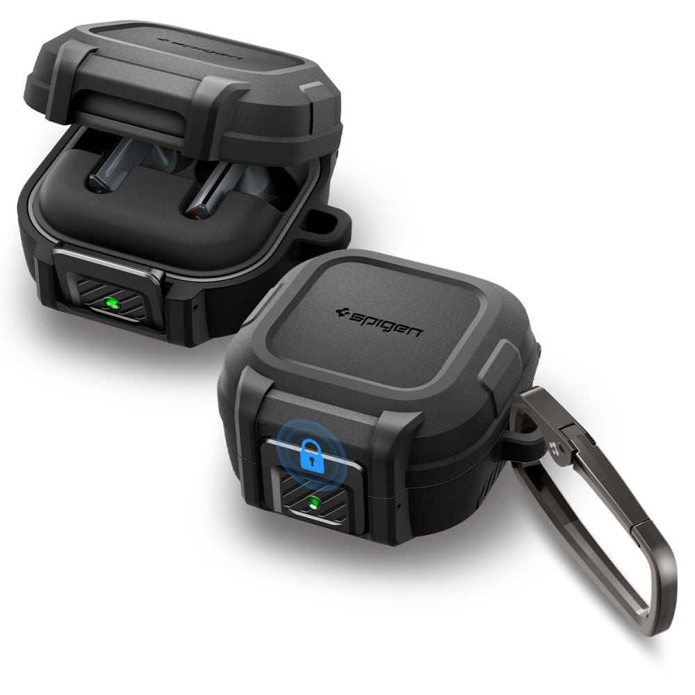 Spigen Lock Fit tok Samsung Galaxy Buds4 / Buds4 Pro-hoz, Matt Fekete ACS11202