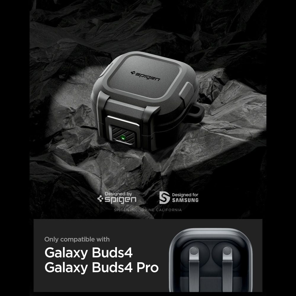 Spigen Lock Fit tok Samsung Galaxy Buds4 / Buds4 Pro-hoz, Matt Fekete ACS11202