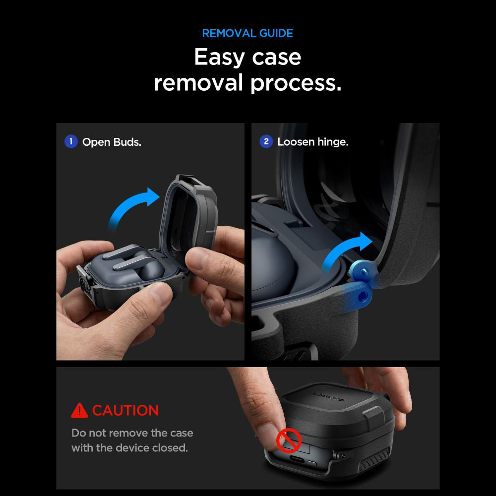 Spigen Lock Fit tok Samsung Galaxy Buds4 / Buds4 Pro-hoz, Matt Fekete ACS11202