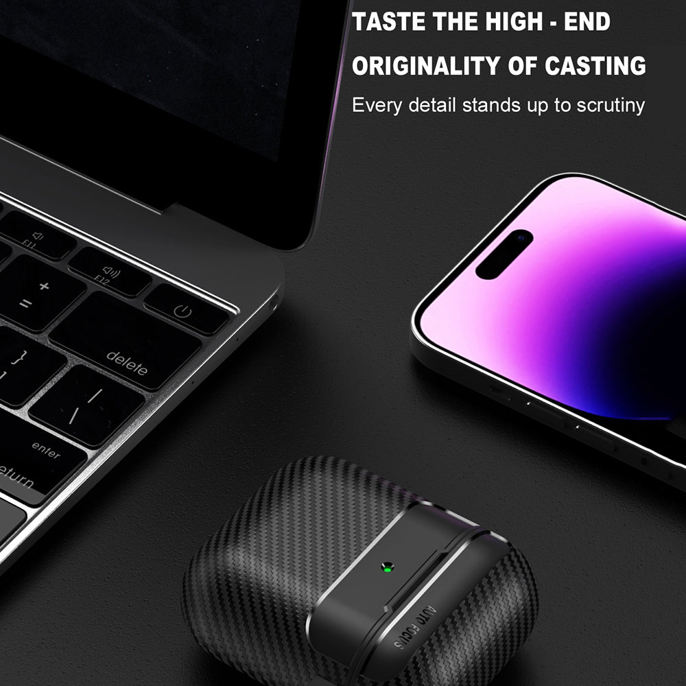 Techsuit CarbonFiber tok Apple AirPods Gen 2 / Gen 1-hez, fekete