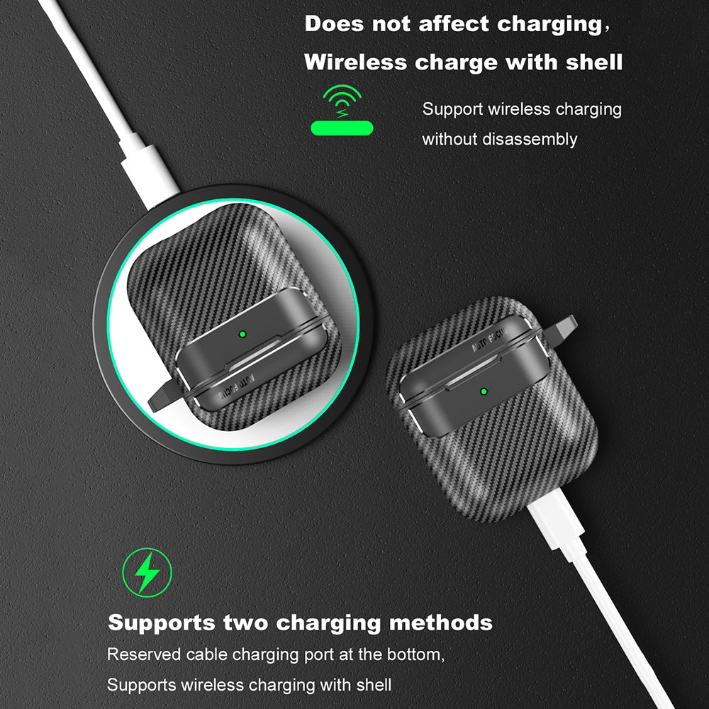Techsuit CarbonFiber tok Apple AirPods Gen 2 / Gen 1-hez, fekete