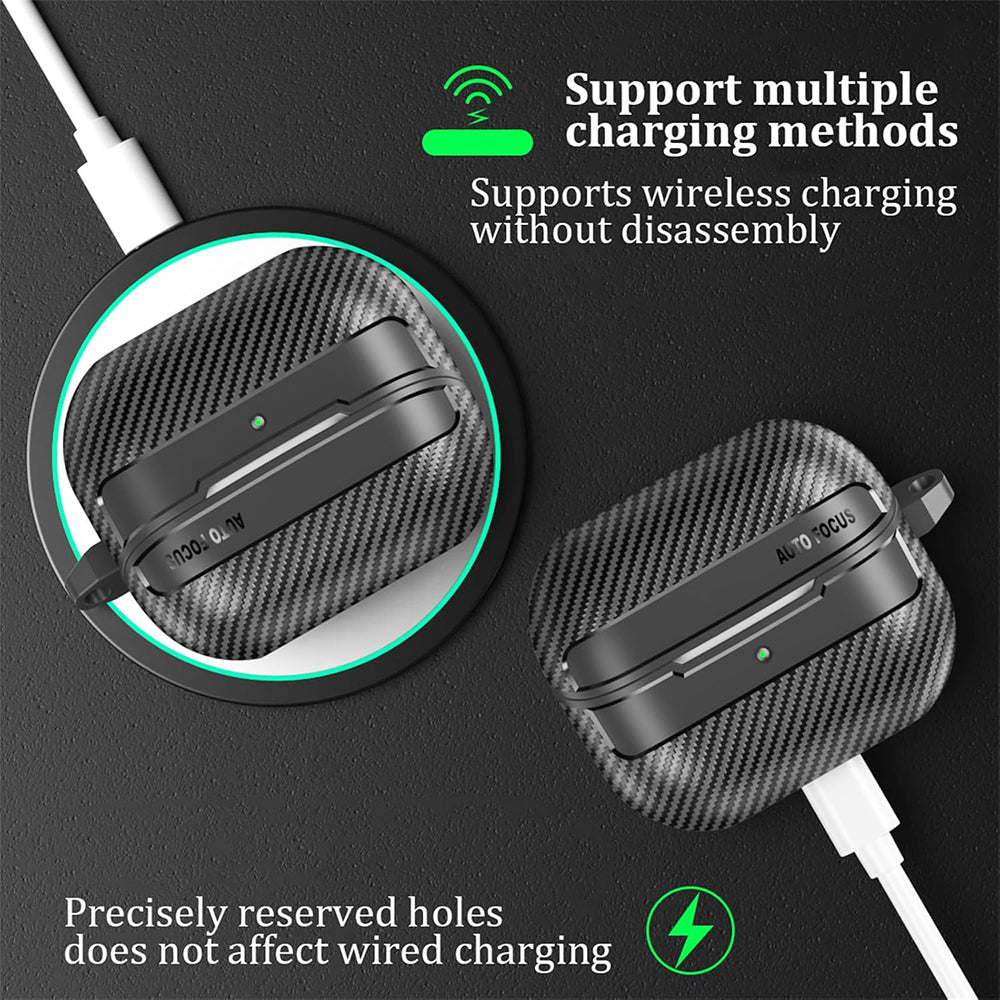 Techsuit CarbonFiber tok Samsung Galaxy Buds3 FE / Buds3 Pro / Buds3 számára, fekete