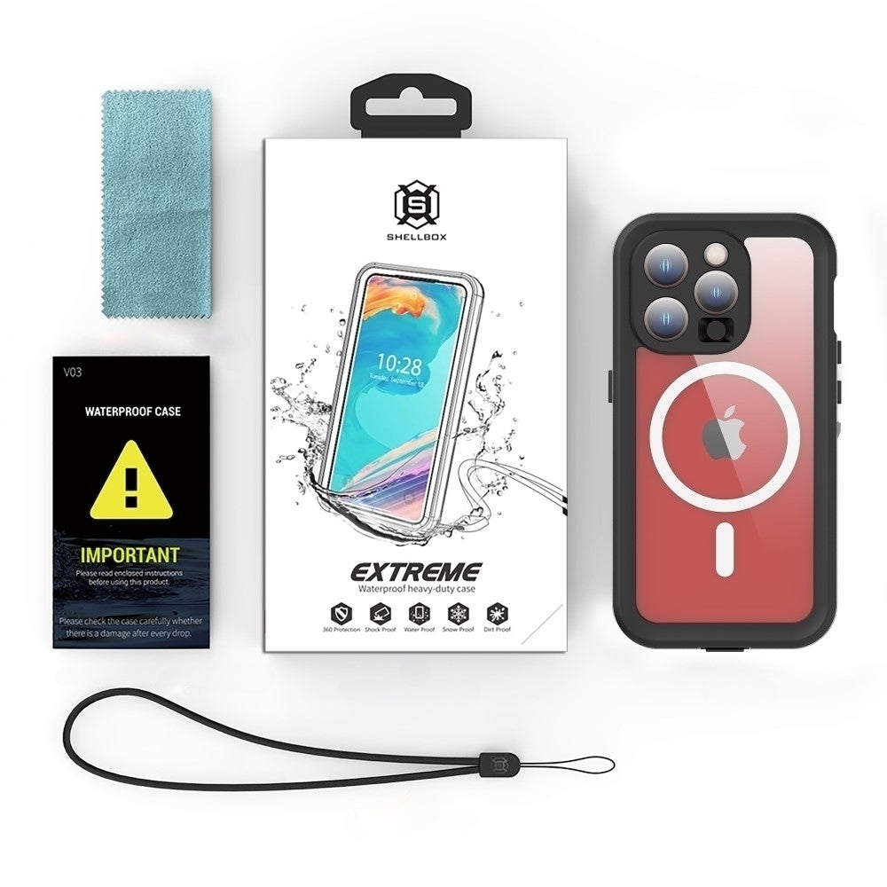 Waterproof MagSafe tok Apple iPhone 15 Pro-hoz, ShellBox, fekete