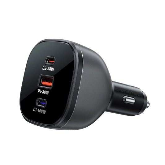 Acefast B14 autós töltő, 165W, 5A, 1 x USB-A - 2 x USB-C, Fekete