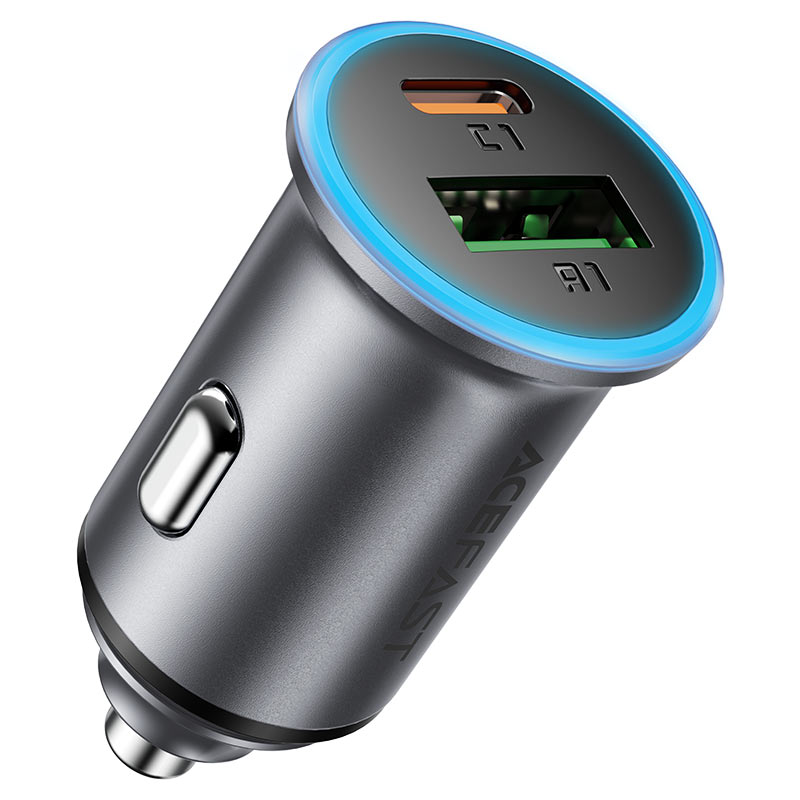 Acefast B15 autós töltő, 65W, 3.25A, 1 X USB-A - 1 x USB-C, szürke