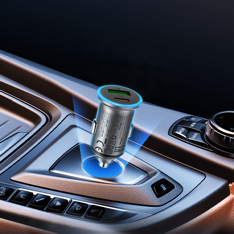 Acefast B15 autós töltő, 65W, 3.25A, 1 X USB-A - 1 x USB-C, szürke