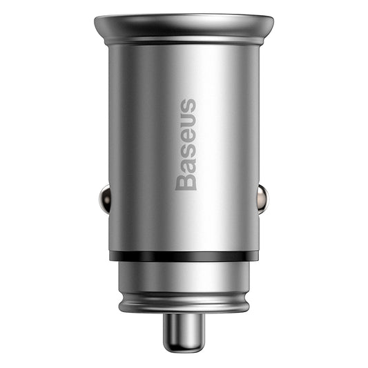 Baseus Circular Metal autós töltő, 30W, 5A, 1 x USB-A - 1 x USB-C, szürke