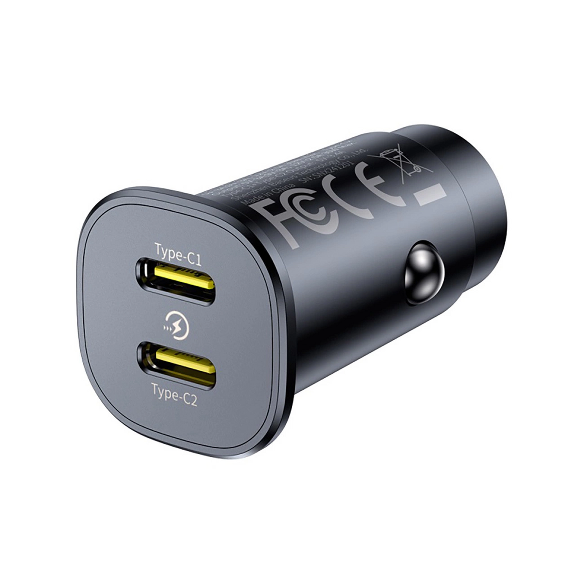 Baseus GoTrip autós töltő, 30W, 3A, 2 x USB-C, Fekete