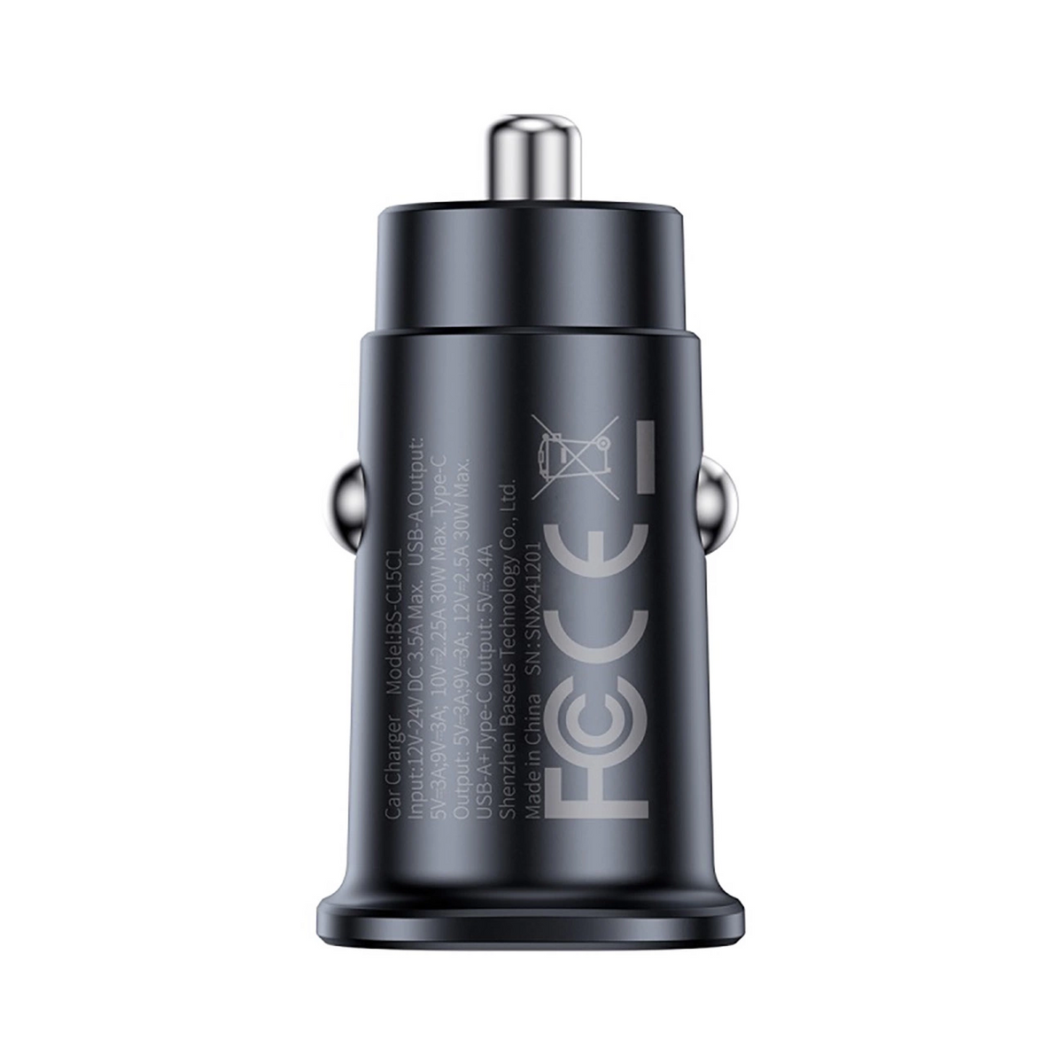 Baseus GoTrip autós töltő, 30W, 3A, 2 x USB-C, Fekete