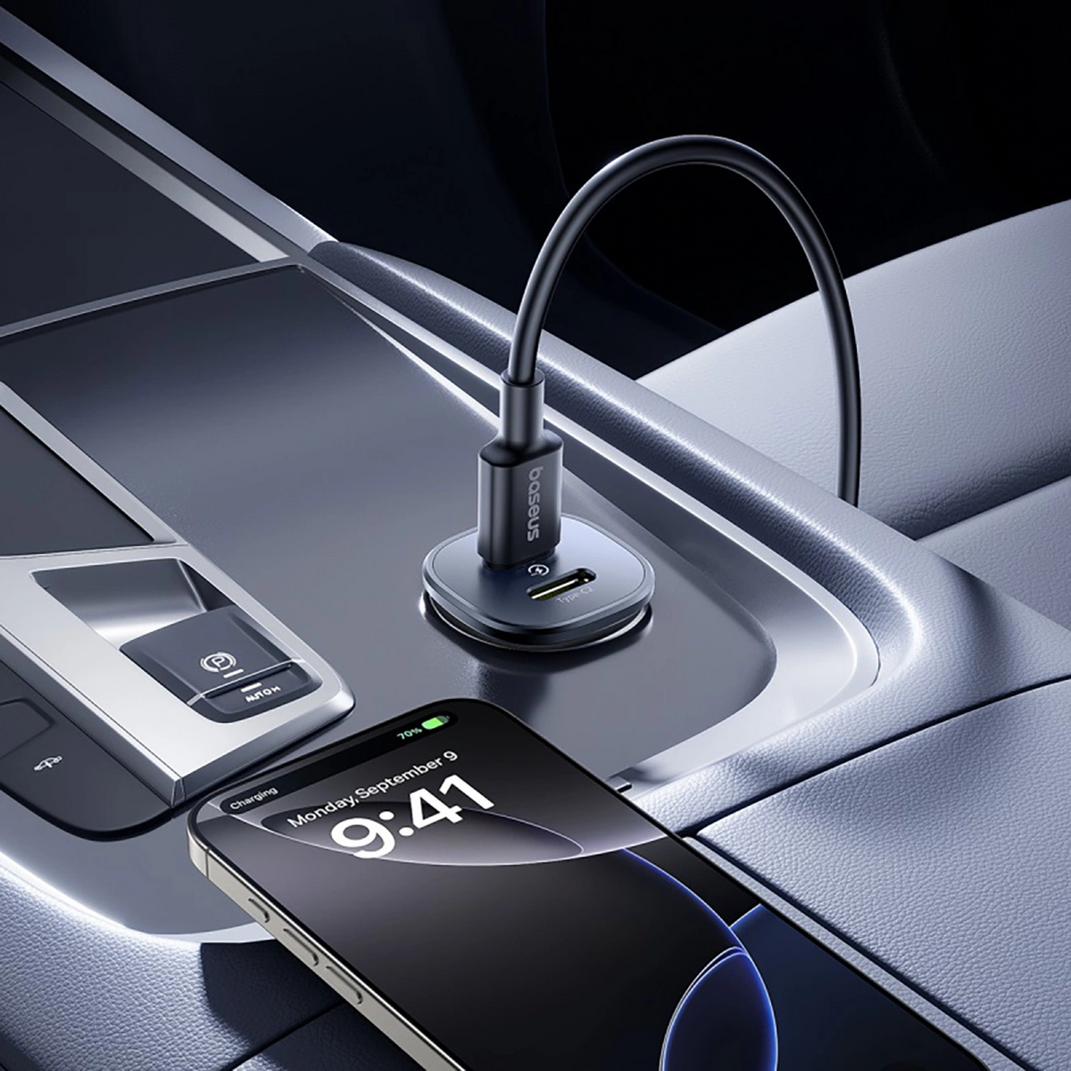 Baseus GoTrip autós töltő, 30W, 3A, 2 x USB-C, Fekete