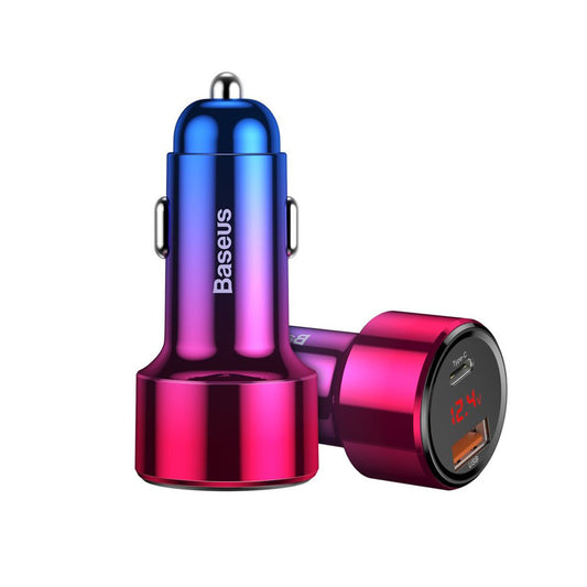 Baseus Magic Display Series autós töltő, 45W, 5A, 1 x USB-A - 1 x USB-C, Többszínű CCMLC20C-09