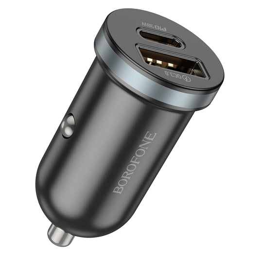 Autótöltő Borofone BZ22 Scenery, 30W, 3A, 1 x USB-A - 1 x USB-C, Fekete