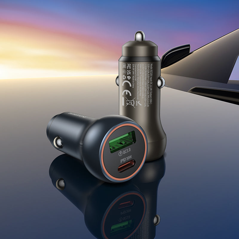 Borofone BZ32B Fresh autós töltő, 48W, 3A, 1 x USB-A - 1 x USB-C, szürke