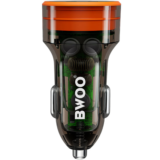 Autótöltő BWOO BO-CC85, 38W, 3A, 1 x USB-A - 1 x USB-C, Fekete