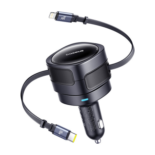 Autós töltő USB-C / Lightning kábellel Baseus Enjoyment Max, 60W, 3A, Fekete C00035507121-00