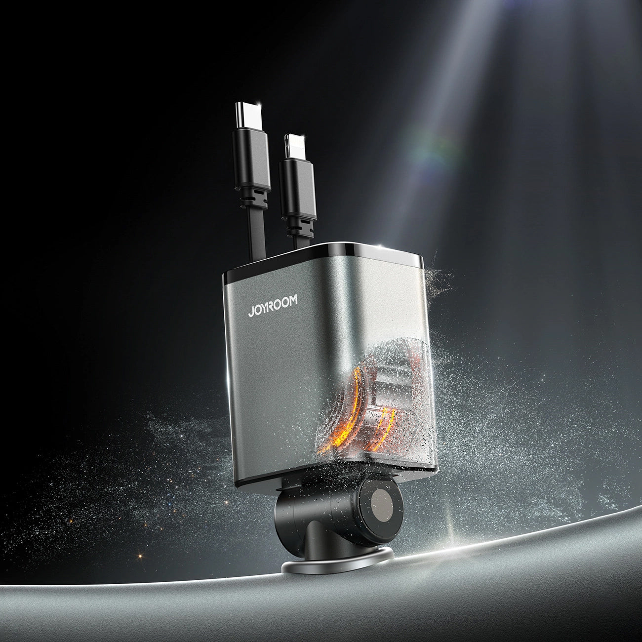 Autós töltő USB-C / Lightning kábellel Joyroom JR-CCL05, 30W, 3A, 1 x USB-A - 1 x USB-C, Szürke