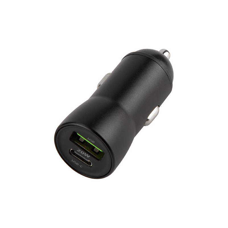Autós töltő Lightning kábellel MaXlife MXCC-04, 20W, 3A, 1 x USB-A - 1 x USB-C, Fekete