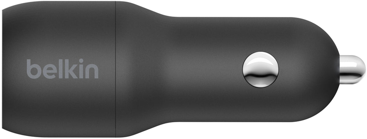 Belkin BoostCharge Dual autós töltő USB-C kábellel, 24W, 2.4A, 2 x USB-A, fekete CCE001bt1MBK