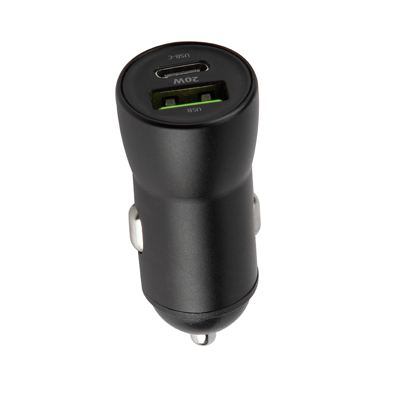 Autós töltő Lightning kábellel MaXlife MXCC-04, 20W, 3A, 1 x USB-A - 1 x USB-C, Fekete