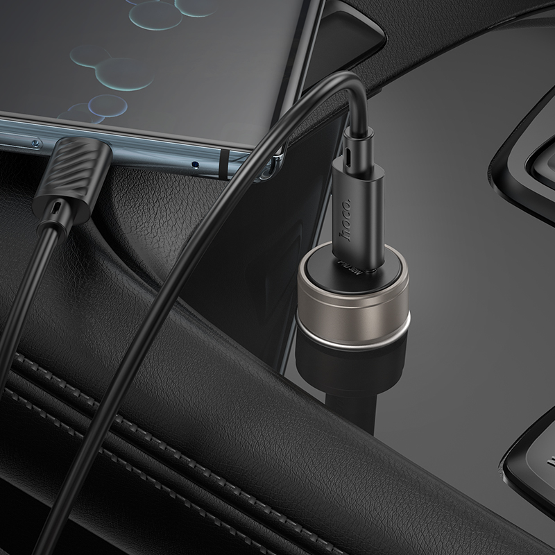 HOCO Z57 USB-C Kábeles Autós Töltő, 30W, 3A, 1 x USB-C, Szürke