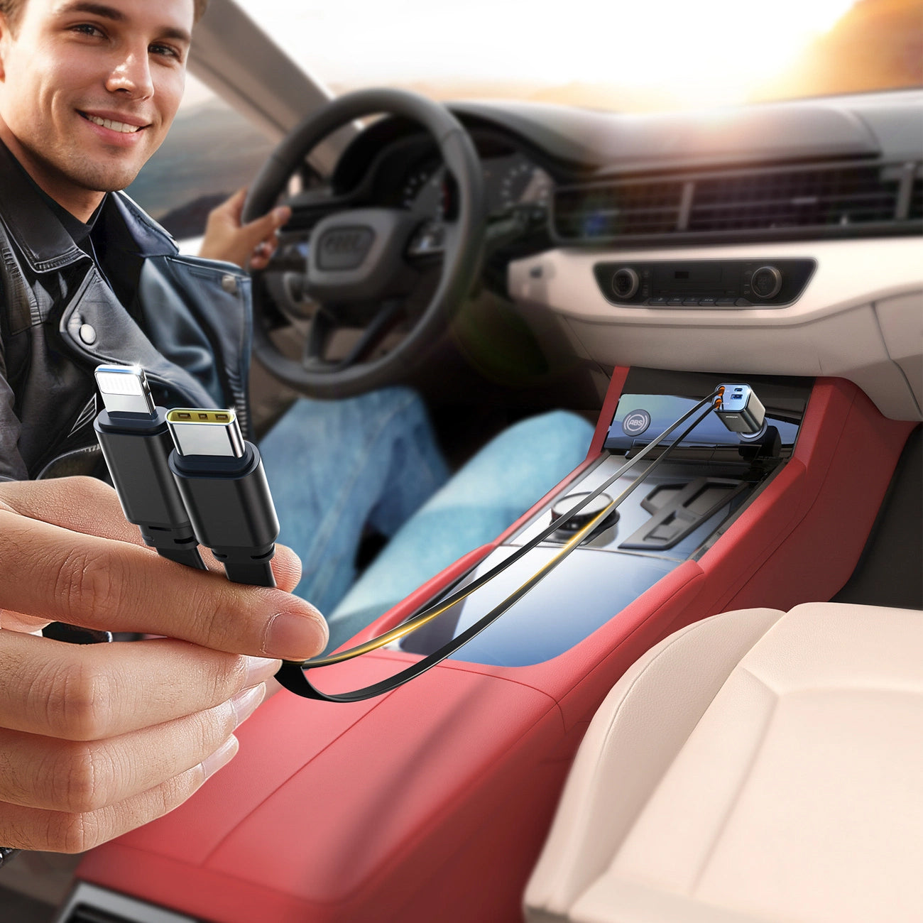 Autós töltő USB-C / Lightning kábellel Joyroom JR-CCL05, 30W, 3A, 1 x USB-A - 1 x USB-C, Szürke