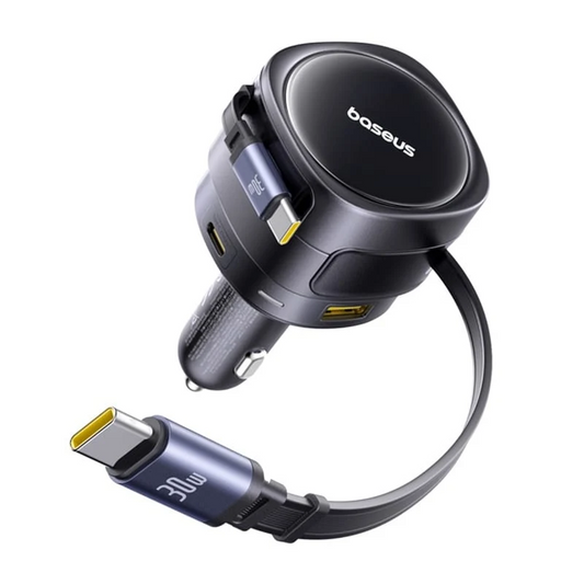 Baseus Enjoyment Max autós töltő USB-C kábellel, 90 W, 1 × USB-A – 1 × USB-C, fekete C00035507121-03