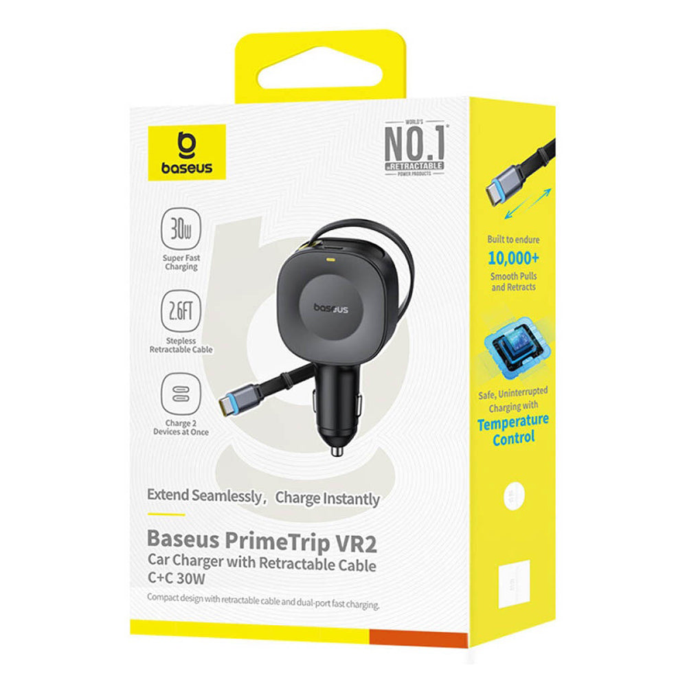 Autós töltő USB-C kábellel Baseus PrimeTrip VR2, 30W, 3A, 1 x USB-C, Fekete C0206400