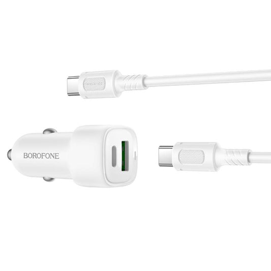 Autós töltő USB-C kábellel Borofone BZ34B Cloud, 20W, 3A, 1 x USB-A - 1 x USB-C, Fehér