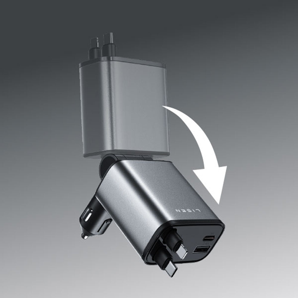 Autós töltő USB-C / Lightning kábellel Lisen, 69W, 3A, 1 x USB-A - 1 x USB-C, Fekete YL0224040031