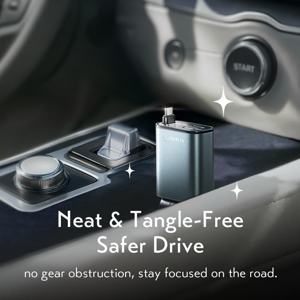 Lisen autós töltő USB-C kábellel, 57W, 3A, 1 x USB-A - 1 x USB-C, Fekete YL0325010016